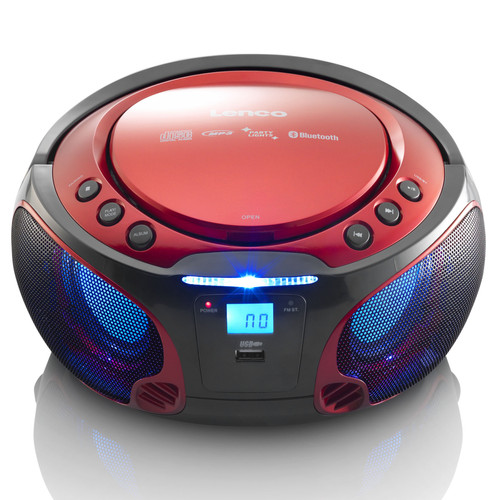 Lenco - Radio portable FM et lecteur CD/MP3/USB/Bluetooth® avec éclairage LED SCD-550RD Rouge-Noir Lenco  - Radio cd usb portable