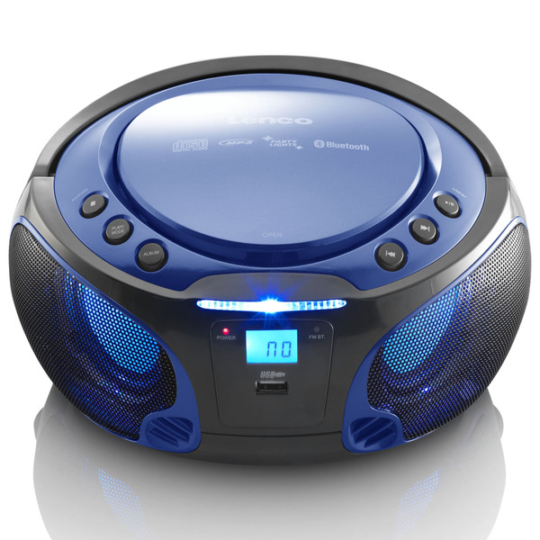 Radio Lenco Radio portable FM et lecteur CD/MP3/USB/Bluetooth® avec éclairage LED SCD-550BU Noir-Bleu