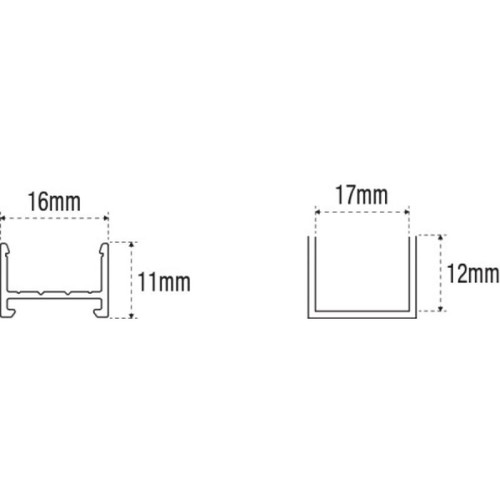 Profilé de finition pour carrelage Profil aluminium MEC-1 en applique et MEC-2 encastré 3 mètres