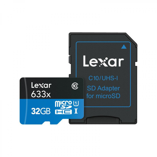 Lexar - LEXAR Carte Micro-SDHC 32 Go 633x avec adaptateur / lecteur de carte - Carte Micro SD 32 go