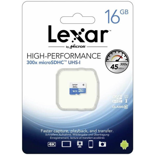 Carte SD Lexar LEXAR Carte mémoire micro SDHC 16Go CL10 300x