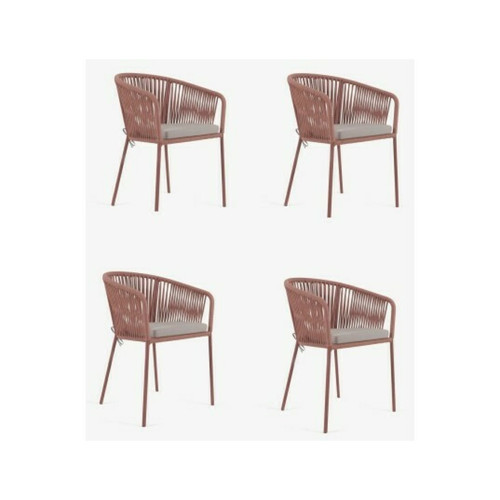 LF SALON - Fauteuil Yanet lot de 4 fauteuils en corde terracotta LF SALON  - Fauteuil de jardin