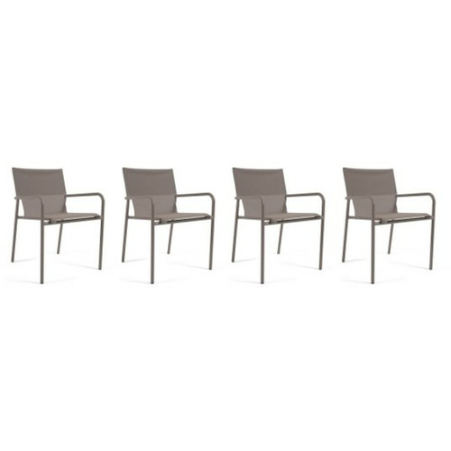 LF SALON - Lot 4 chaises 4 chaises Zaltana marron LF SALON  - Mobilier de jardin