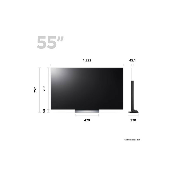 LG TV OLED 4K 55" 139 cm - OLED55C3 evo C3 - 2023 + Montage TV Mural mouvement intégral - Noir