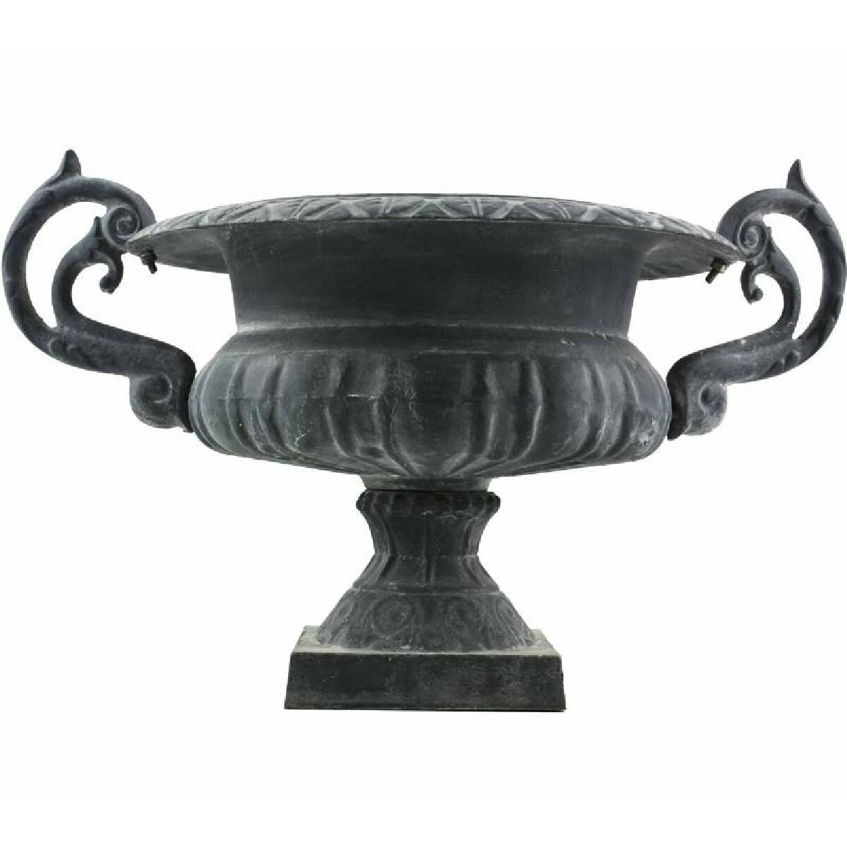 Pots, cache-pots L'Héritier Du Temps Grand Vase Vasque Chambord Jardinière de Pilier Pot de Fleur en Fonte Grise 47,5x55,5x80cm