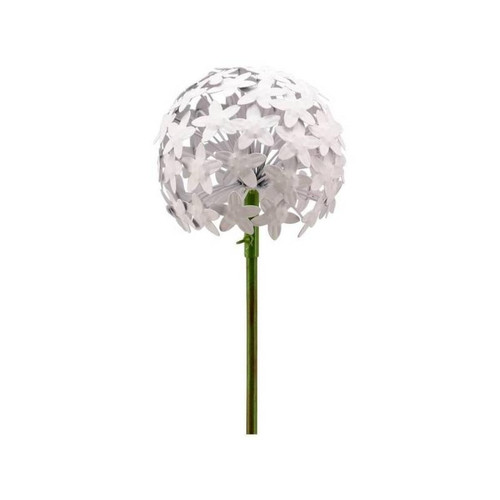 L'Héritier Du Temps - Fleur d'Allium sur Tige Décoration Florale pour Jardin Massif ou Pot de Fleur en Métal Patiné Blanc 16x16x111cm L'Héritier Du Temps  - plaque métal déco Objets déco