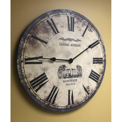 Horloges, pendules Horloge Murale Pendule Ronde de Cuisine ou Salon en Bois et Papier Château Jourdain 4x58x58cm