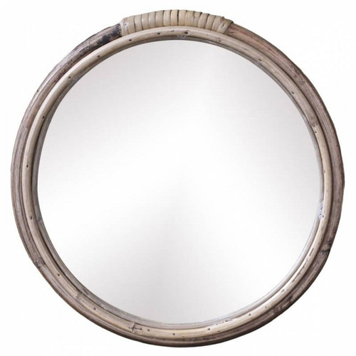 L'Héritier Du Temps - Miroir avec Cadre en Bambou Décoration Murale Glace en Bois Couleur Naturelle 28x28x2cm L'Héritier Du Temps  - Miroirs