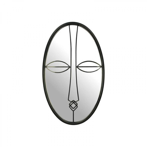 L'Héritier Du Temps - Miroir Face Noir Décoration Glace Murale Ovale en Métal 3x30x50cm L'Héritier Du Temps  - Miroirs L'Héritier Du Temps