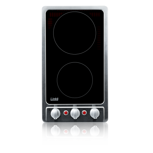 Table de cuisson Linke LKDV3MT - Plaque de cuisson vitrocéramique 2 foyers - Témoins de chaleur résiduelle - Inox