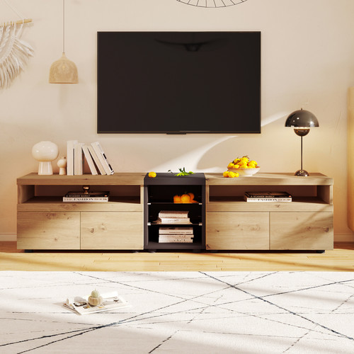 Linkifly - Linkifly Meuble TV， table d'appoint pour salon, meuble TV avec tiroirs et cloisons en verre, 201 * 40 * 48cm Linkifly  - Meuble hi fi verre