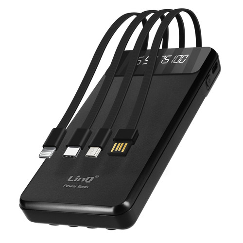 Linq - Batterie Secours 15000mAh Câble 4 en 1 Amovible et Sortie USB Compact LinQ Noir Linq  - Accessoire Tablette