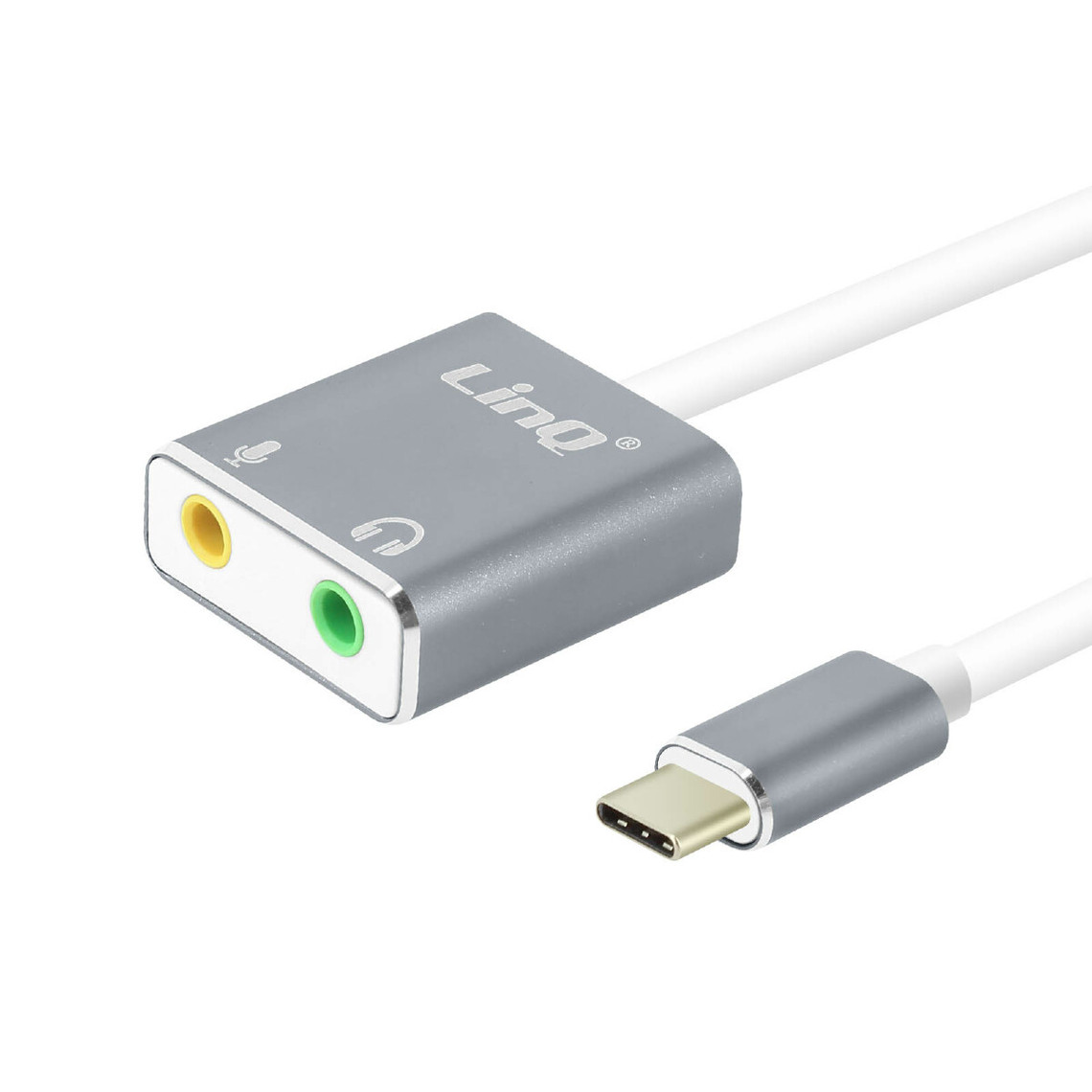 Convertisseur Audio et Vidéo  Linq Adaptateur USB-C vers Double Jack 3.5mm femelle Audio et Micro LinQ - Gris