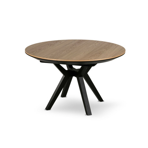 Tables à manger Pampa - table à manger ronde extensible - bois et noir - 130 cm