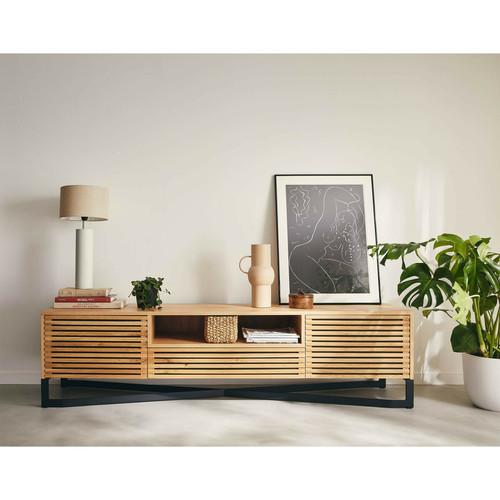 Meubles TV, Hi-Fi Lisa Design Medellin - meuble TV - bois et noir - 200 cm