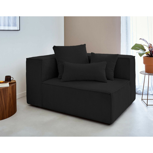 Lisa Design - Colombine - module d'assise gauche - en velours côtelé Lisa Design  - Canape noir design