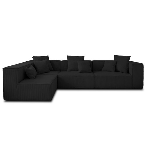 Lisa Design - Colombine - canapé modulable d'angle gauche - 5 places - en velours côtelé Lisa Design  - Canape noir design