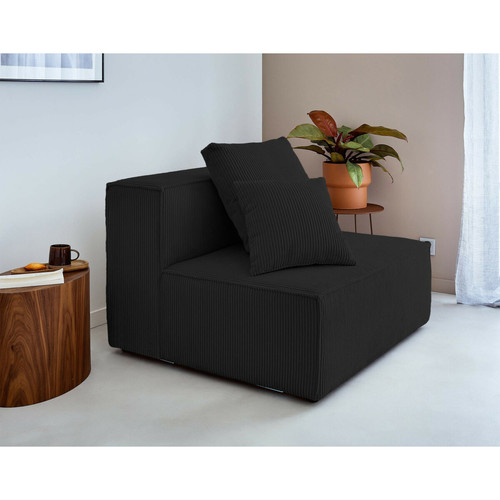 Lisa Design - Colombine - module d'assise sans accoudoirs - en velours côtelé Lisa Design  - Canape noir design