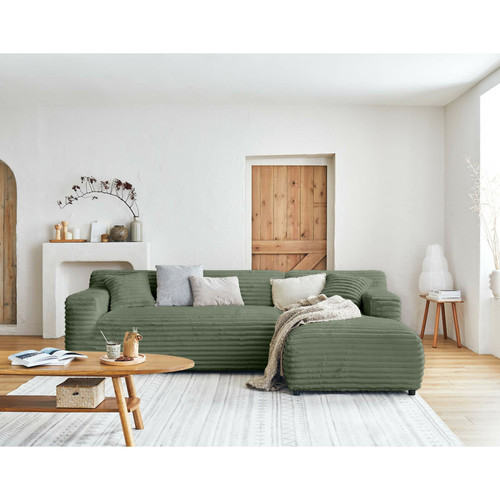 Lisa Design - Laponie - canapé d'angle droit - 4 places - en velours côtelé grosses côtes Lisa Design  - Canapés D'angle