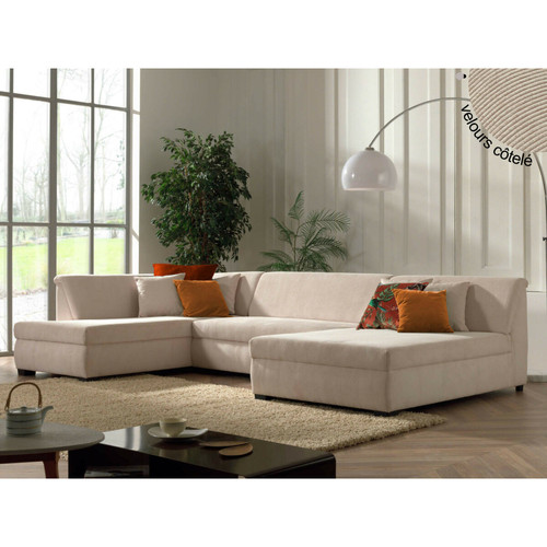 Lisa Design - Malcom - canapé panoramique d'angle gauche - en velours côtelé - Canape assise 40 kg m3