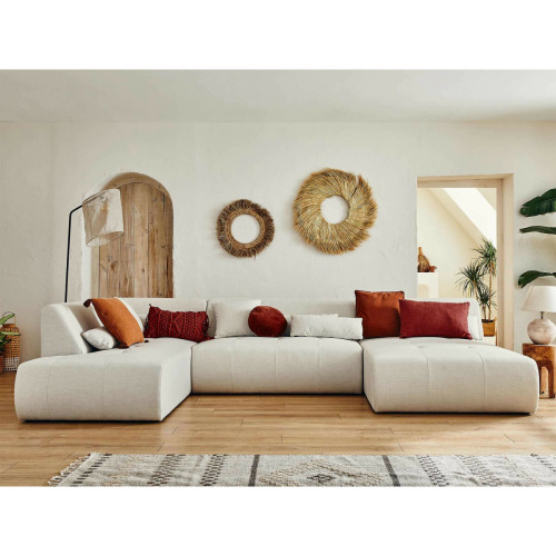 Lisa Design - Onyx - canapé panoramique d'angle gauche 7 places - en tissu - Canapés Fixe