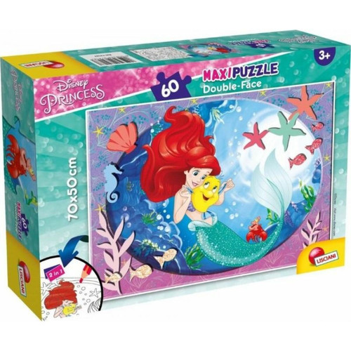Lisciani - Lisciani, Maxi Puzzle pour enfants à partir de 4 ans, 60 pièces, 2 en 1 Double Face Recto / Verso avec le dos à colorier - Disney La Petite Sirène 74167 Lisciani  - Puzzles Enfants
