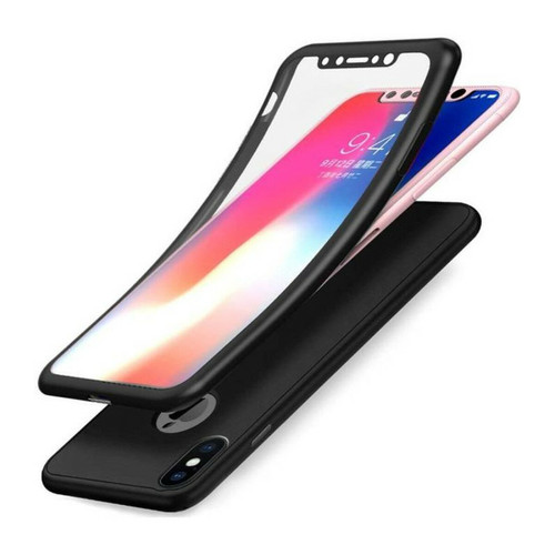 Autres accessoires smartphone Little Boutik Coque Intégrale Silicone Pour iPhone 6 6S Couleur Noir Avec Verre Trempé Anti Choc 360° Intégrale Protection