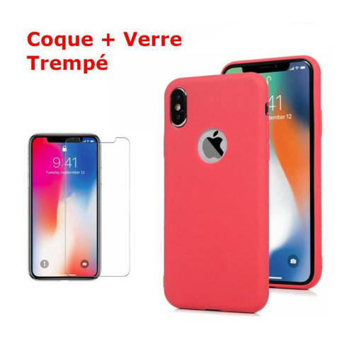 Little Boutik - Coque Souple Silicone Pour iPhone XR Rouge + Verre Trempé Anti chocs et Rayures Vitre de Protection Little Boutik  - Vitre iphone
