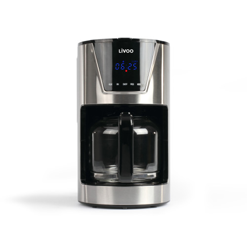 Livoo - Cafetière filtre programmable 12 tasses 900w inox/noir - dod172 - LIVOO - Expresso - Cafetière Café moulu