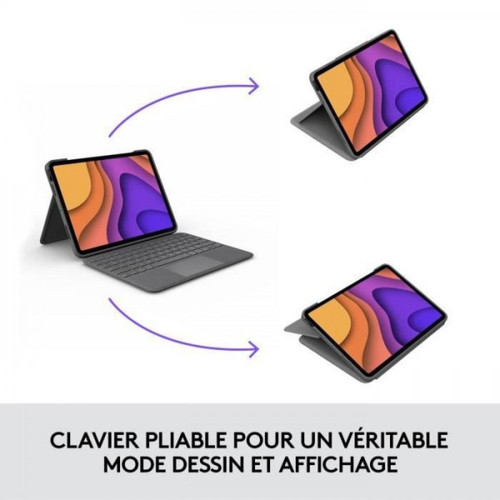 Logitech Etui clavier pour iPad - 4 et 5ieme gen - LOGITECH - FOLIO TOUCH IPAD AIR - Gris