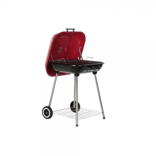 Look & Feel - Barbecue à Charbon avec Couvercle et Roulettes DKD Home Decor Rouge Acier (60 x 57 x 80 cm) Look & Feel  - Look & Feel