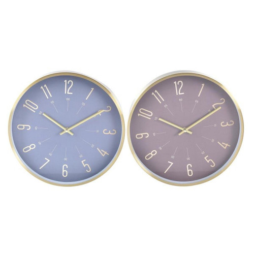 Horloges, pendules Look & Feel Horloge Murale DKD Home Decor Bleu Aluminium Bordeaux (30 x 4 x 30 cm)