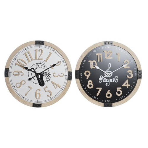 Horloges, pendules Look & Feel Horloge Murale DKD Home Decor Noir MDF Blanc (60 x 4,5 x 60 cm)