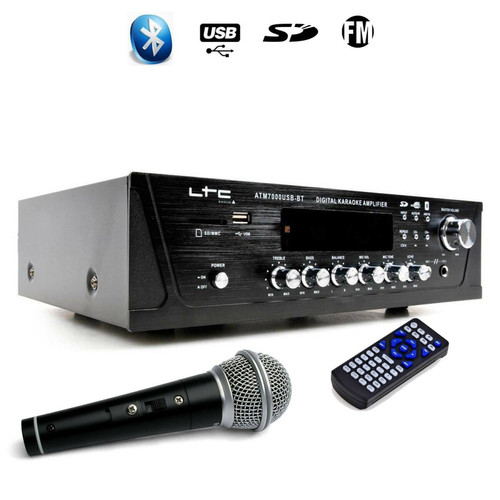 Ampli  Ltc Audio AMPLI HIFI STEREO KARAOKE Home-cinéma 100W LTC ATM7000USB-BT + USB Bluetooth ECHO + MICRO