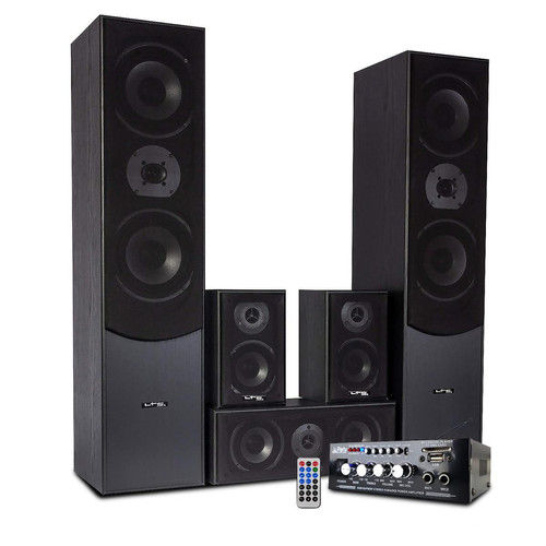 Ltc Audio - Ensemble Home-Cinéma/Acoustiques Hifi 5 enceintes LTC Audio E1004 Noire 850W + Amplificateur STÉRÉO - USB/BLUETOOTH/SD/FM - Home-cinéma