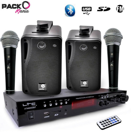 Ltc Audio - Karaoké enfant Hi-Fi 100W + 2 micros USB SD Bluetooth + Radio FM + Câbles Ltc Audio  - Pack Enceintes Home Cinéma