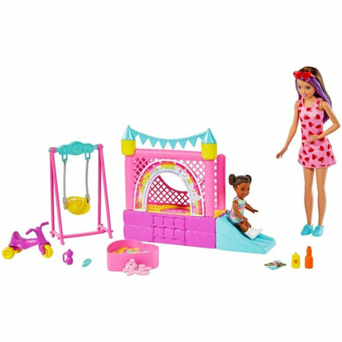 Ludendo - Barbie Skipper Baby-Sitter : Coffret Château gonflable Ludendo  - Chateau barbie