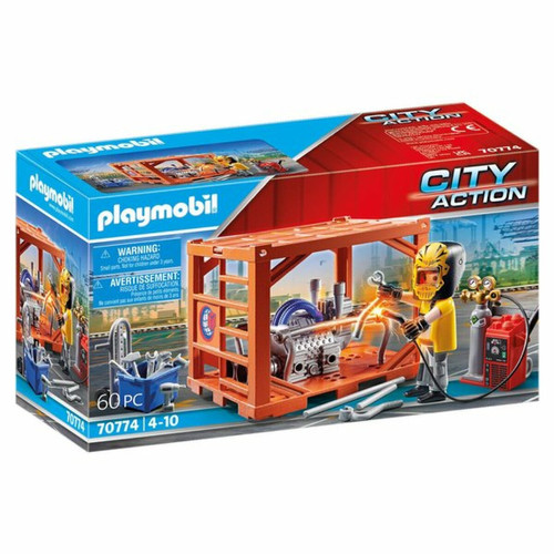 Playmobil - City Action Ouvrier et conteneur Playmobil  - Marchand Stortle