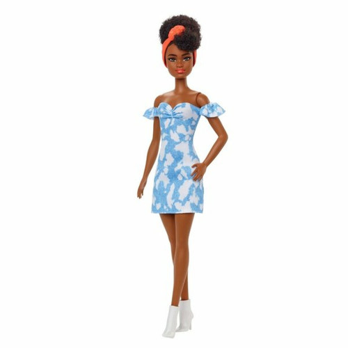 Ludendo - Poupée Barbie Fashionistas #185 : cheveux noirs et robe en jean Ludendo  - Barbie noire