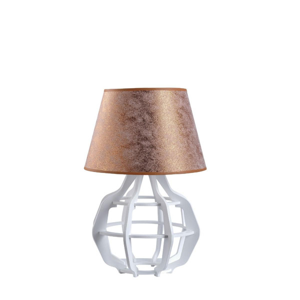 Lampes à poser Lumiere Lampe de table Bento avec abat-jour conique rond blanc, cuivre, 30,5 cm, 1x E27