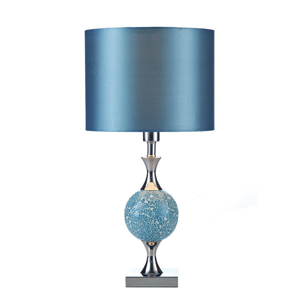 Lampes à poser Lumiere Lampe de Table Mosaïque Bleue Avec Abat-Jour Tambour Rond