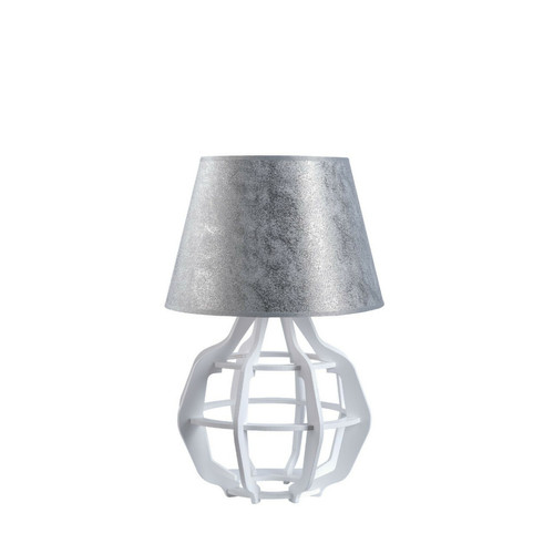 Lumiere - Lampe de table Bento avec abat-jour conique rond blanc, argent, 30,5 cm, 1x E27 Lumiere  - Lampe pince Luminaires