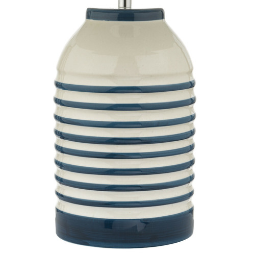Lampes à poser Lampe de table blanche et bleue avec abat-jour tambour rond