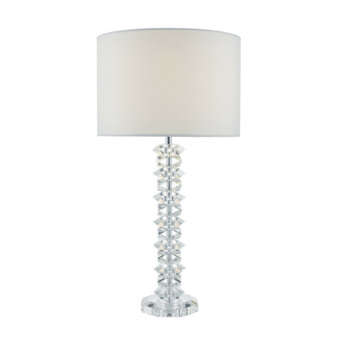 Lumiere - Lampe de table en chrome poli et cristal avec abat-jour tambour rond en coton crème Lumiere  - Lampe pince Luminaires