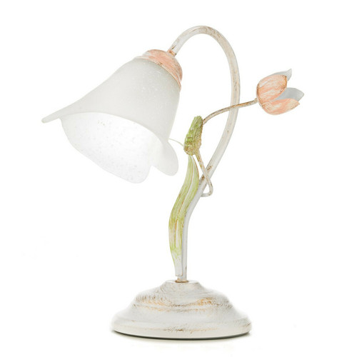 Lumiere - Lampe de table en verre Flower, abat-jour en verre Lumiere  - Luminaires Chrome, verre opale