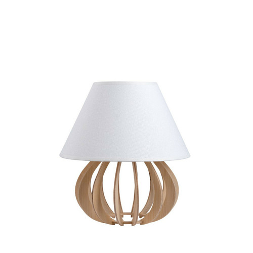 Lumiere - Lampe de table Nora avec abat-jour conique rond blanc naturel, 25 cm, 1x E27 Lumiere  - Lampe à lave Luminaires