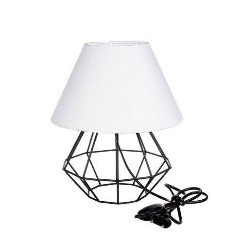Lumiere - Lampe de table Pati avec abat-jour conique rond noir, blanc, 25 cm, 1x E27 Lumiere  - Luminaires Blanc