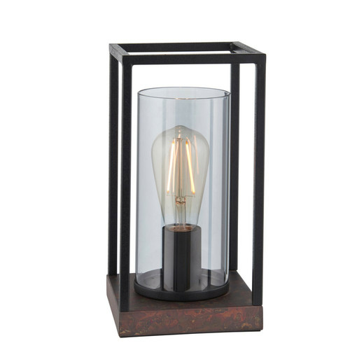 Lumiere - Lampe De Table Sable Finition Patine Noire Et Bronze Avec Verre Teinté Gris Lumiere  - Luminaires