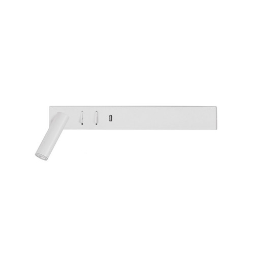 Lumiere - Liseuse Gauche Sandy Blanc Métal Réglable - Commutable USB Chargeur LED 3000K Rétro-éclairage 5W 350Lm Lecteur 1x3W 210Lm Lumiere  - Applique liseuse
