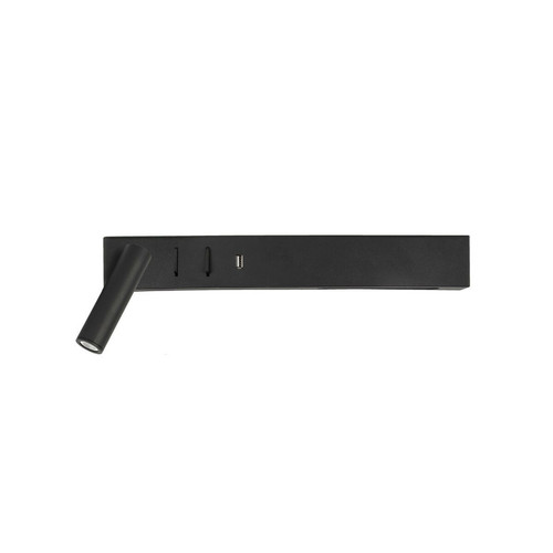 Lumiere - Liseuse Gauche Sandy Noir Métal Réglable - Commutable USB Chargeur LED 3000K Rétro-éclairage 5W 350Lm Lecteur 1x3W 210Lm Lumiere  - Applique liseuse